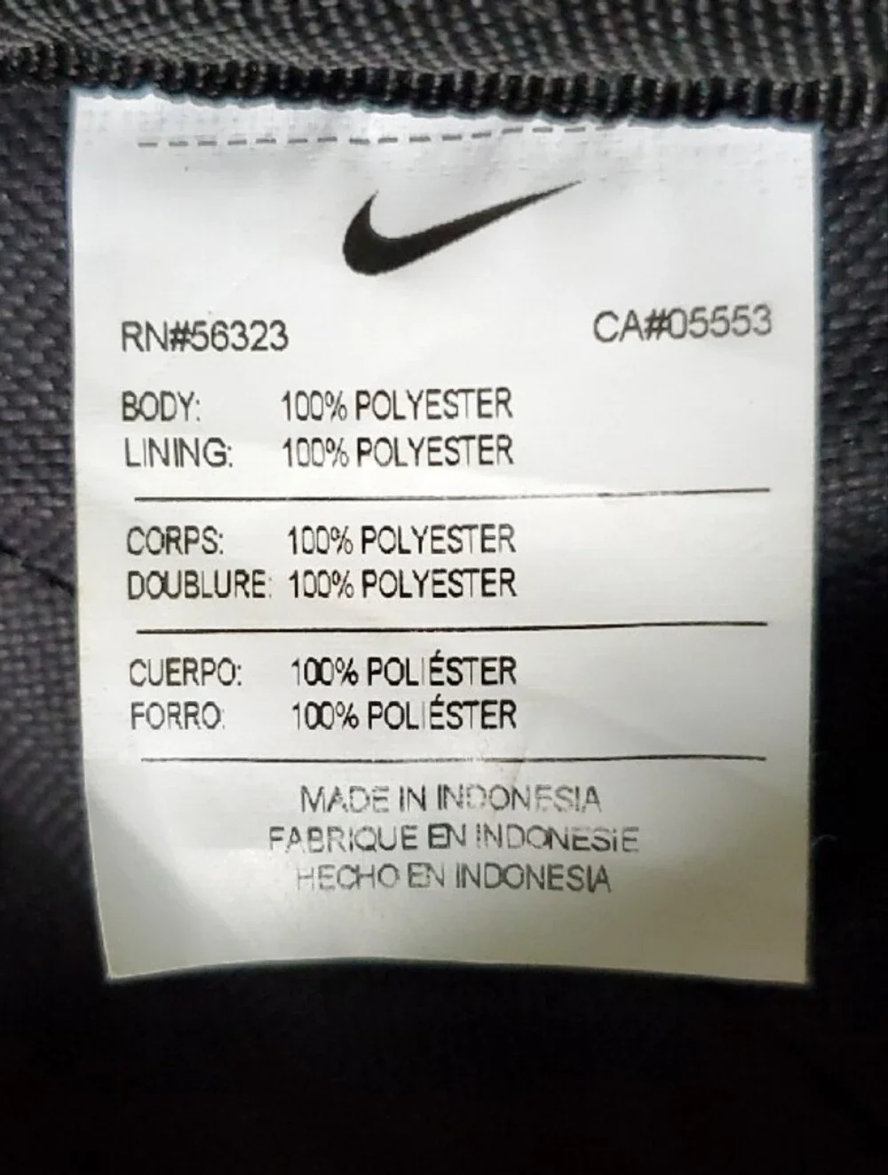 Nike Black Duffel Bag with White Swoosh